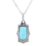 18k Gold 9.60 Carat Teal Genuine Natural Tourmaline Diamond Necklace (#J5196)