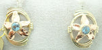 Retro 14k Gold Genuine Natural Aquamarine Earrings w/Rose Gold Flowers (#J2522)