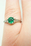 18K Gold .48ct Genuine Natural Emerald Filigree Ring (#J901)