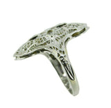 18k Gold Pierced Filigree Deco Ring .10ct Genuine Natural Diamonds (#J4687)