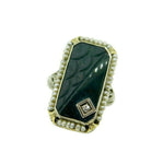 14k White Gold Filigree Carved Bloodstone Ring (#J4685)