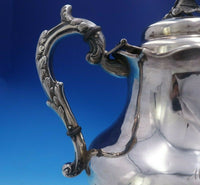 Palmer and Bachelder Coin Silver Tea Pot 3-D Leaves Feet Flower Finial (#4005)