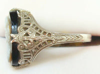 10K Gold Filigree / Art Deco Oval Hard Stone Genuine Natural Cameo Ring (#J2557)