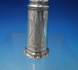 English Sterling Silver Pepper Shaker Bright-Cut 3 3/4" Tall x 1 5/8" (#5210)