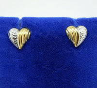 14k Yellow and White Gold Heart Stud Earrings (#J4441)