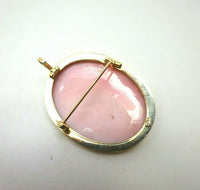 14k Gold Genuine Natural Angel Skin / Conch Shell Cameo Pin Pendant (#J3817)