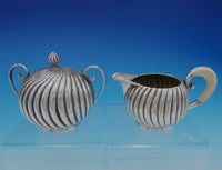 Austrian .800 Silver Tea Set 5-Piece with Swirled Design Made in Vienna (#3345)