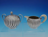 Austrian .800 Silver Tea Set 5-Piece with Swirled Design Made in Vienna (#3345)