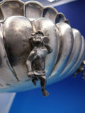 Italian 800 Silver Vintage Pasta Bowl with Cherubs and Pan Nouveau (#4292)