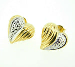 14k Yellow and White Gold Heart Stud Earrings (#J4441)