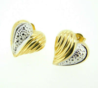 14k Yellow and White Gold Heart Stud Earrings (#J4441)