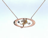 Art Nouveau 14k Rose Gold Sapphire and Pearl Flower Pendant (#J5150)