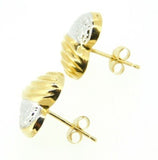 14k Yellow and White Gold Heart Stud Earrings Jewelry (#J4441)