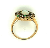 10k Yellow Gold Large Victorian Opal Ring with Seed Pearls (#J4790)