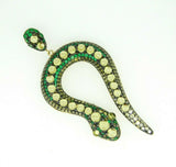 Large 14k Yellow Gold Genuine Natural Peridot Snake Pendant Enhancer (#J4464)