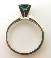 14k Gold Princess Cut 1.23ct Green Genuine Natural Tourmaline Ring (#J3880)