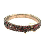 Genuine Natural Bohemian Garnet Bangle Bracelet Three Row (#J5253)
