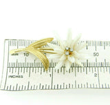 14k Yellow Gold Freshwater River Pearl Flower Brooch Pin (#J4358)