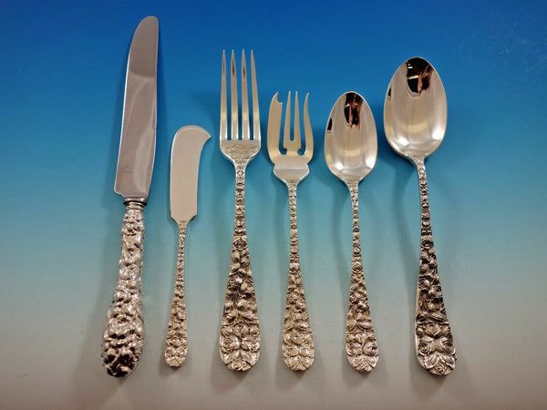 Baltimore Rose by Schofield Sterling Silver Flatware Set 12 Service 75 pieces