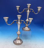 Grande Baroque Wallace Sterling Silver Candelabra 3-Light Pair #4101 (#7430)