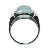 14k White Gold Square Genuine Natural Chalcedony Ring with Diamonds (#J3514)
