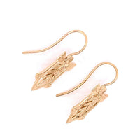 14k Yellow Gold Arts and Crafts Style Leaf Earrings (#J4875)