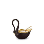 L'OBJET Swan Salt Cellar Black Porcelain and 24K Gold Graceful Modern - SC3001