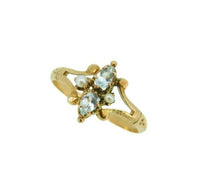 10k Yellow Gold Victorian Aquamarine Ring with Seed Pearls (#J4627)