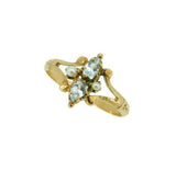 10k Yellow Gold Victorian Aquamarine Ring with Seed Pearls (#J4627)
