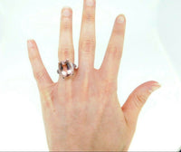 14k Gold Huge 10 Carat Genuine Natural Morganite and Pink Sapphire Ring (#J5051)