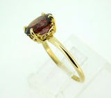 14k Yellow Gold Concave Cut 3 Carat Genuine Natural Garnet Ring (#J4419)