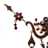Genuine Natural Bohemian Garnet Necklace Rosette with Drops (#J5404)