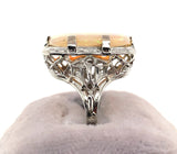 2.58ct Genuine Natural Opal 18k White Gold Filigree Ring Jewelry (#J5760)