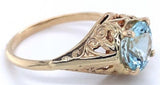 10k Yellow Gold Filigree 1.14ct Genuine Natural Aquamarine Ring (#J4354)