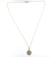 10k Yellow Gold Victorian Diamond and Seed Pearl Lavaliere (#J5583)