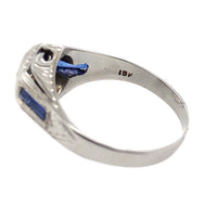 18k White Gold Art Deco .17ct Diamond Men's Ring Jewelry (#J5674)