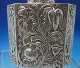 Sterling Silver Tea Caddy w/ Repoussed Flowers 4 1/2" x 3 7/8" x 2 3/8" (#6463)