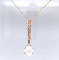 10k Yellow Gold Victorian Moonstone and Seed Pearl Lavaliere Jewelry (#J5627)