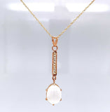 10k Yellow Gold Victorian Moonstone and Seed Pearl Lavaliere Jewelry (#J5627)