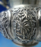 India Sterling Silver Tea Set 3pc w/Birds Cobra Handle Elephant Finial (#5477)