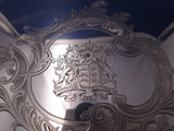 German .800 Silver Tea Tray Bright-Cut w/Shell Oak Leaves Lion Crest Stag #7457