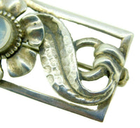 Sterling Silver Arts and Crafts Handwrought Genuine Natural Moonstone Pin #J4546