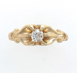 14k Gold Victorian Genuine Natural Diamond Baby Ring w/ Belcher Setting (#J5846)
