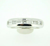 18k White Gold Ring with Round and Baguette Genuine Natural Diamonds (#J777)
