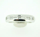 18k White Gold Ring with Round and Baguette Genuine Natural Diamonds (#J777)