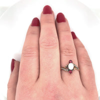 14k Yellow Gold Victorian Opal and Red Paste Stone Ring (#J6139)