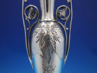 Ivy by Gorham Coin Silver Bud Vase Cast Ivy Handles Hand Engraved 8" (#6725)