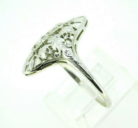 Art Deco 18k White Gold Filigree .36ct Genuine Natural Diamond Ring (#J4393)