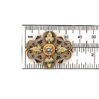 14k Yellow Rose Gold Victorian Pearl Pin with Applied Gold Leaves (#J5381)