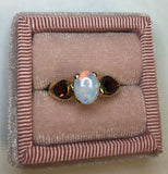 14k Yellow Gold Genuine Natural Opal and Garnet Ring (#J3990)